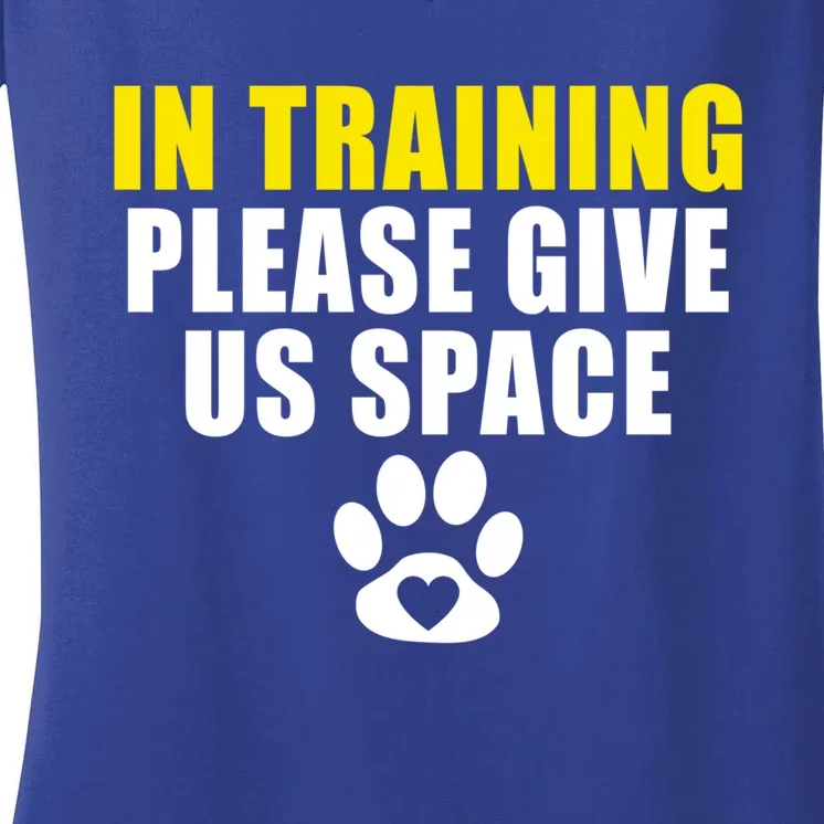 In Training Please Give Us Space Dog Training Dog Trainers Funny Gift Women's V-Neck T-Shirt