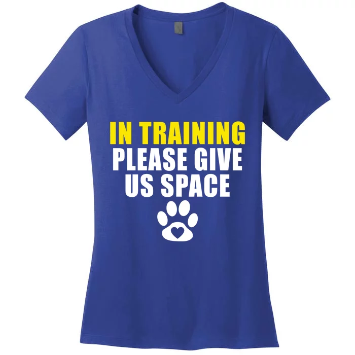 In Training Please Give Us Space Dog Training Dog Trainers Funny Gift Women's V-Neck T-Shirt