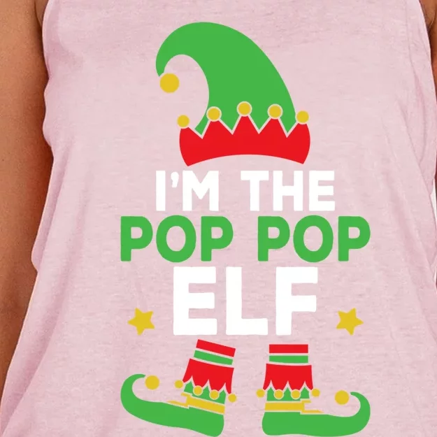 IM The Pop Pop Elf Funny Holiday Grandpa Matching Christmas Gift Women's Knotted Racerback Tank