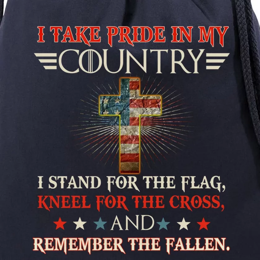 I Take Pride In My Country I Stand For The Flag Kneel Gift Drawstring Bag