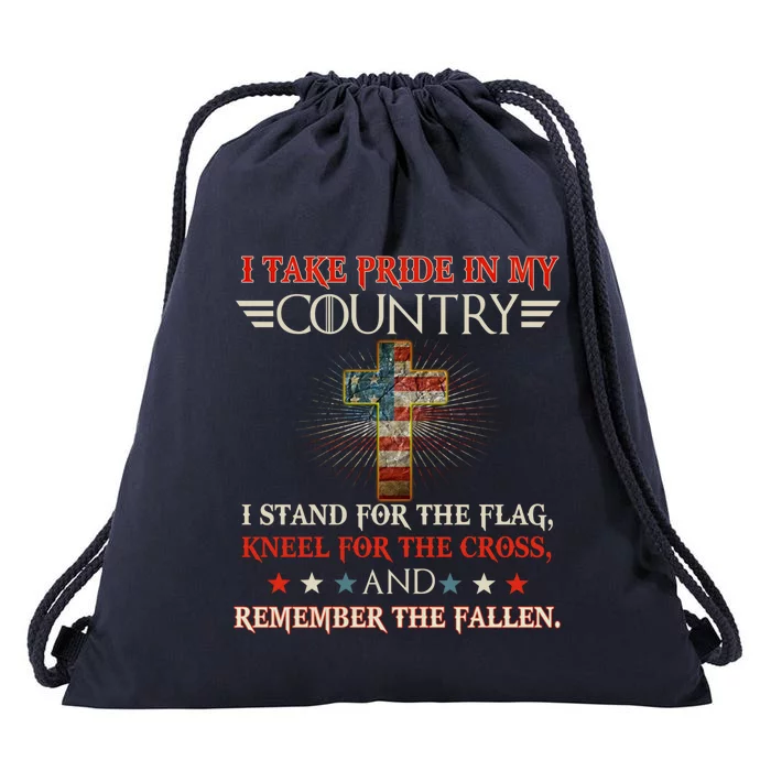 I Take Pride In My Country I Stand For The Flag Kneel Gift Drawstring Bag