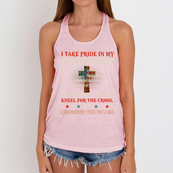 I Take Pride In My Country I Stand For The Flag Kneel Gift Women's Knotted Racerback Tank