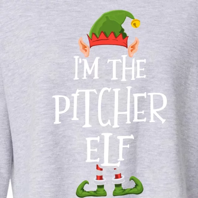 IM The Pitcher Elf Funny Ugly Christmas Gift Cropped Pullover Crew