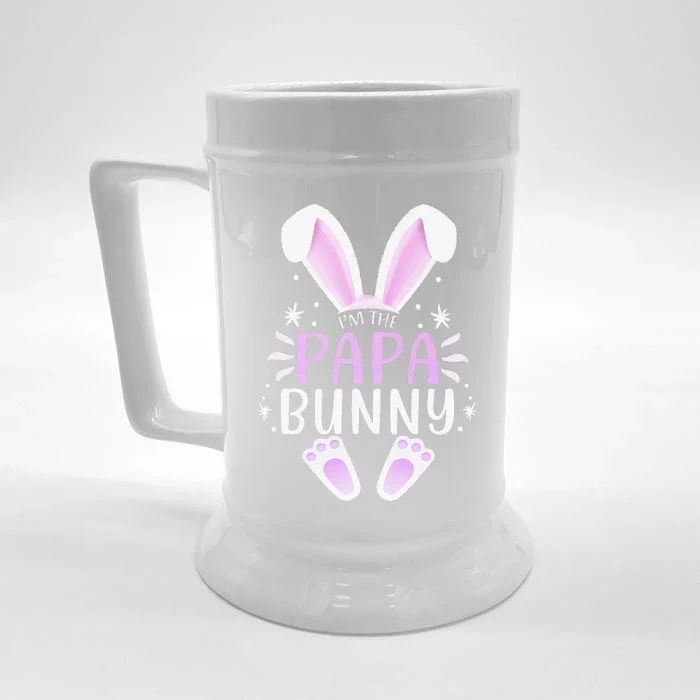 Im The Papa Bunny Easter Day Father Family Matching Outfit Front & Back Beer Stein