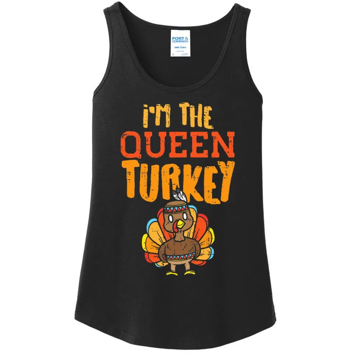 Im The Queen Turkey Matching Thanksgiving Family Wife Mom Ladies Essential Tank