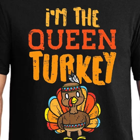 Im The Queen Turkey Matching Thanksgiving Family Wife Mom Pajama Set