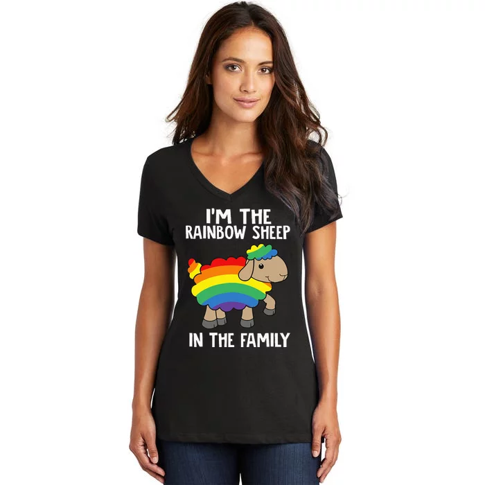 Im The Rainbow S.H.E.E.P In The Family Lgbtq Pride Women's V-Neck T-Shirt