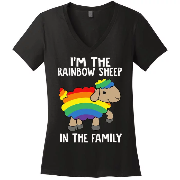 Im The Rainbow S.H.E.E.P In The Family Lgbtq Pride Women's V-Neck T-Shirt