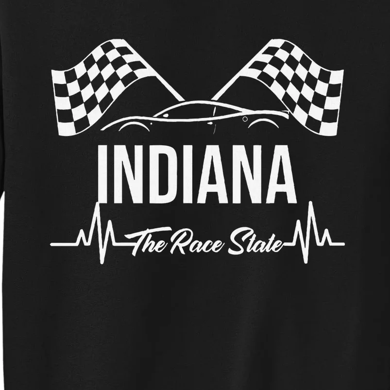 Indiana The Race State S Heart Rate And Checkered Flag Sweatshirt