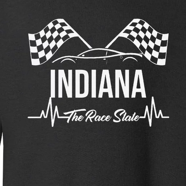 Indiana The Race State S Heart Rate And Checkered Flag Toddler Sweatshirt