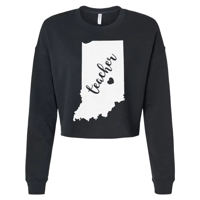 Indiana Teacher Red For Ed Public School Cropped Pullover Crew