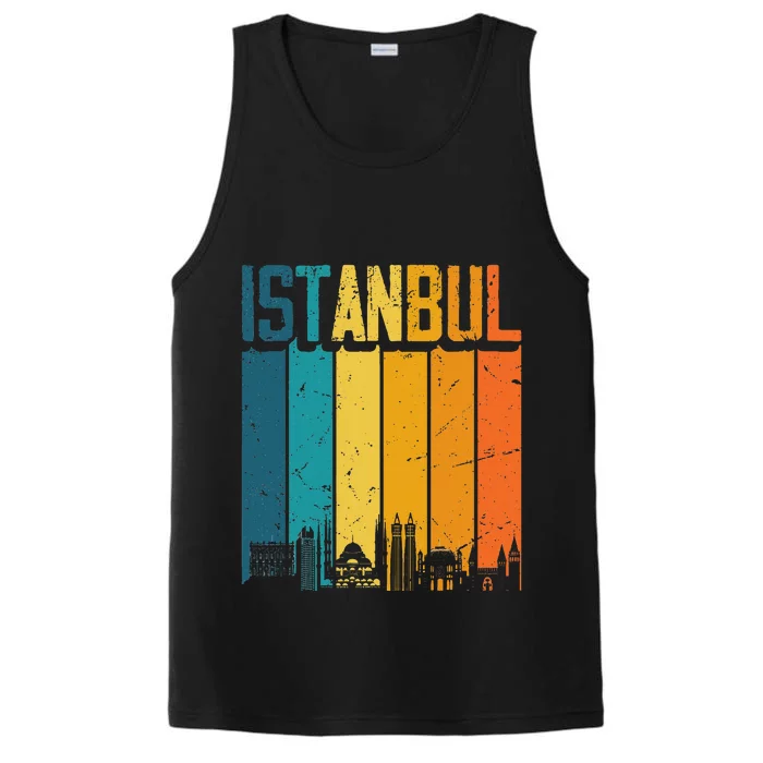 Istanbul Turkey Retro Vintage Sunset Skyline Istanbul Performance Tank