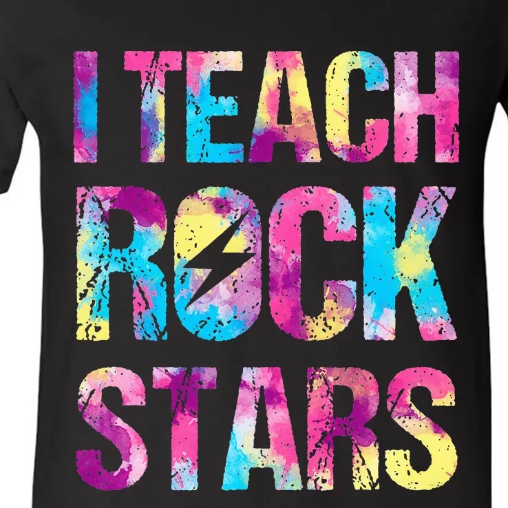 I Teach Rockstars Funny Music Teacher Back To School V-Neck T-Shirt