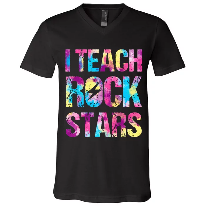 I Teach Rockstars Funny Music Teacher Back To School V-Neck T-Shirt