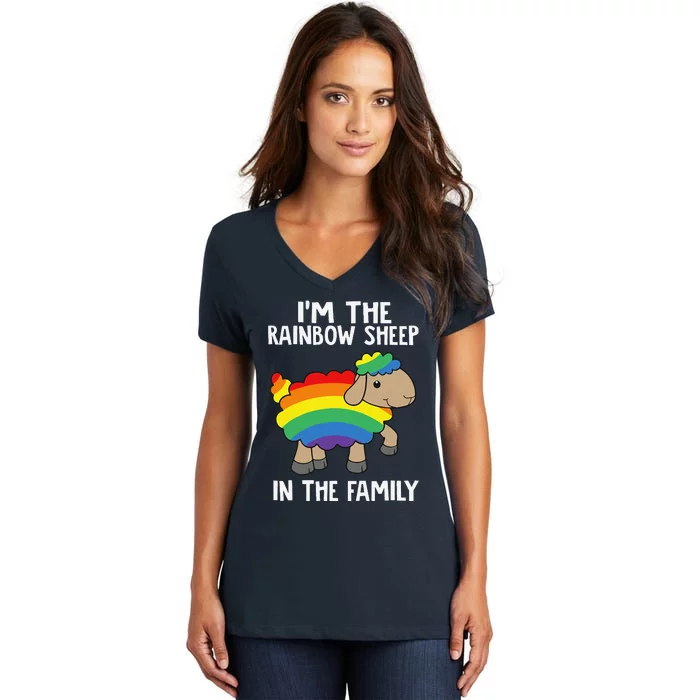 Im The Rainbow Sheeps In The Family Lgbtq Pride Women's V-Neck T-Shirt