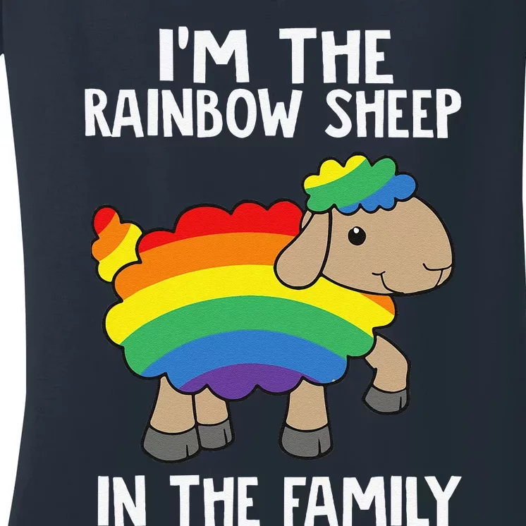 Im The Rainbow Sheeps In The Family Lgbtq Pride Women's V-Neck T-Shirt