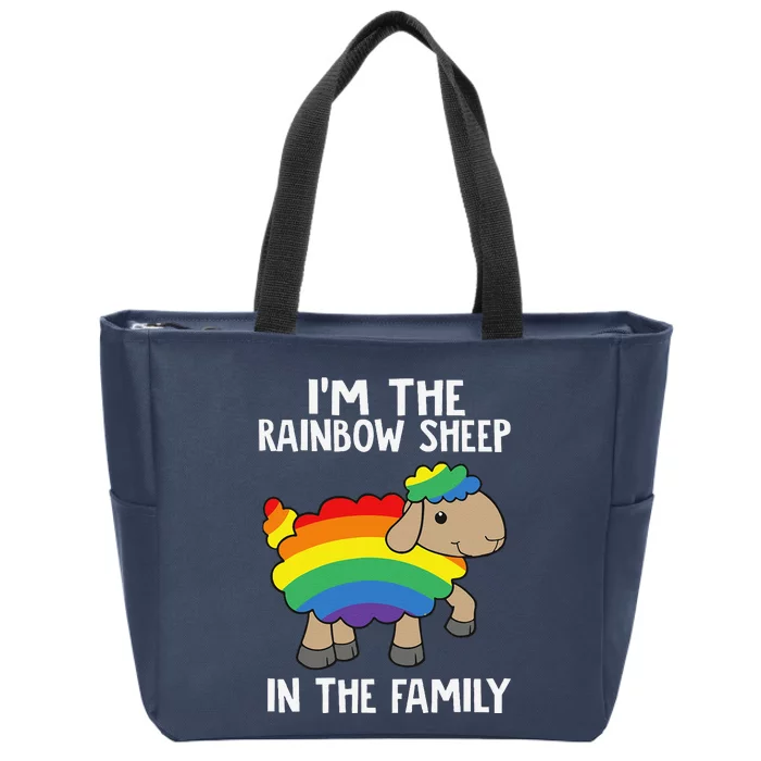 Im The Rainbow Sheeps In The Family Lgbtq Pride Zip Tote Bag