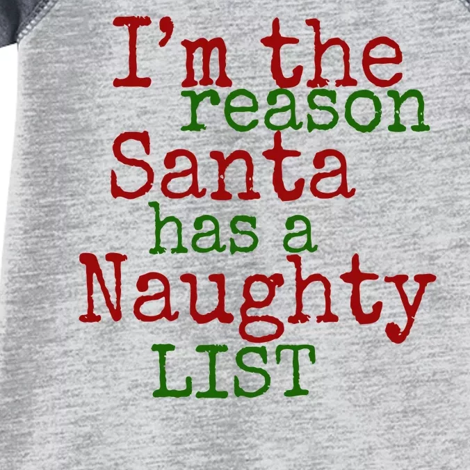 Im The Reason Santa Has A Naughty List Funny Holiday Infant Baby Jersey Bodysuit