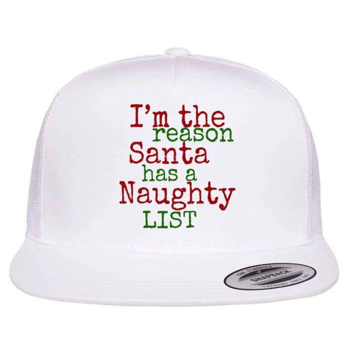 Im The Reason Santa Has A Naughty List Funny Holiday Flat Bill Trucker Hat