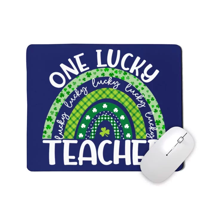 Irish Teacher Rainbow St Patricks Day One Lucky Teacher Mousepad