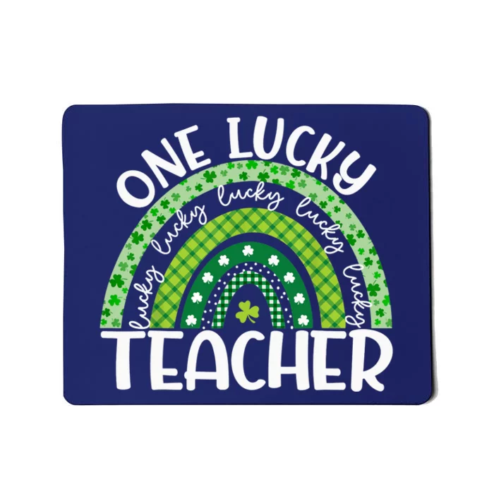 Irish Teacher Rainbow St Patricks Day One Lucky Teacher Mousepad