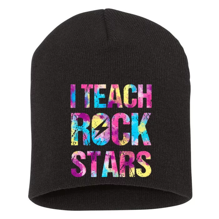 I Teach Rockstars Funny Music Teacher Back To School Short Acrylic Beanie