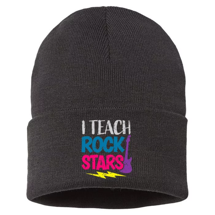 I Teach Rockstars Orchestra Music Teacher Back To School Sustainable Knit Beanie