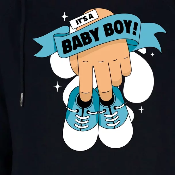 It's A Baby Boy! Womens Funnel Neck Pullover Hood