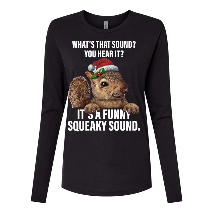 It's A Funny Squeaky Sound Christmas Squirrel Womens Cotton Relaxed Long Sleeve T-Shirt