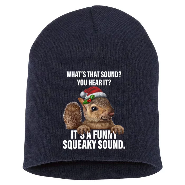 It's A Funny Squeaky Sound Christmas Squirrel Short Acrylic Beanie