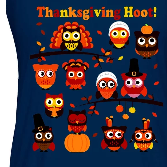 It's a Thanksgiving Hoot Owl Mashup Ladies Essential Flowy Tank