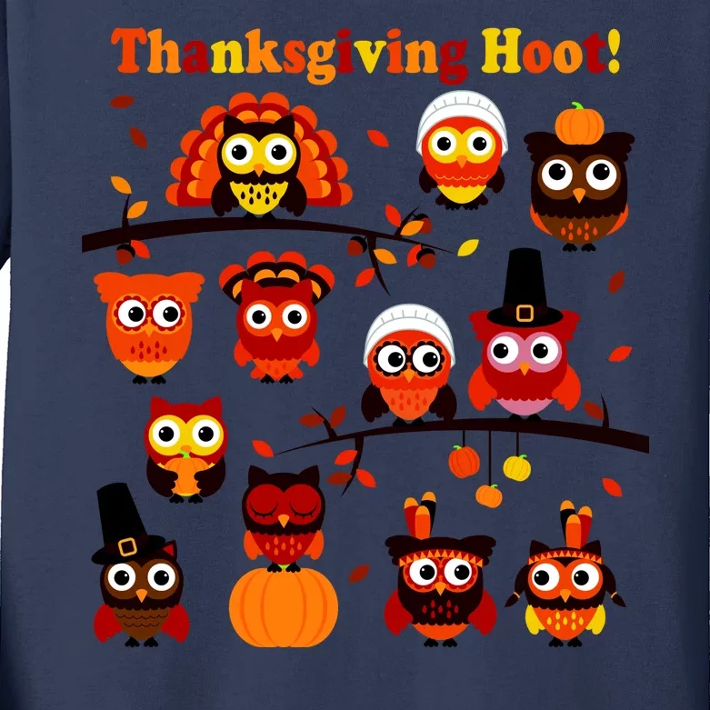 It's a Thanksgiving Hoot Owl Mashup Kids Long Sleeve Shirt