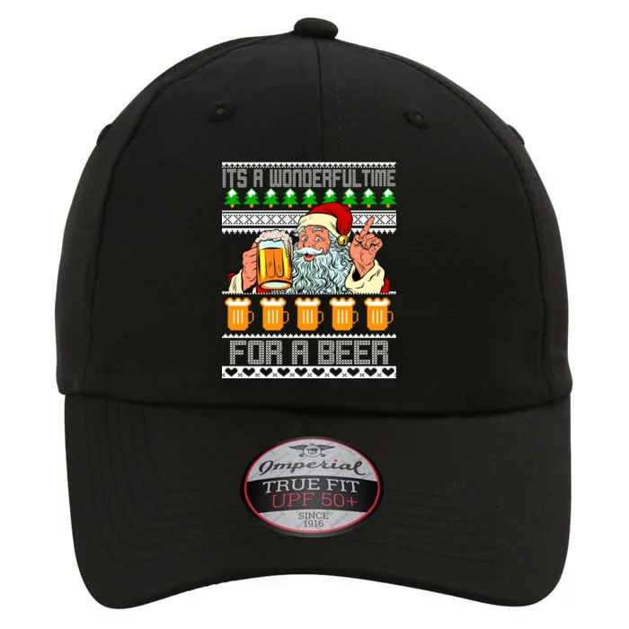 It's A Wonderful Time For A Beer Ugly Christmas Sweater Design The Original Performance Cap