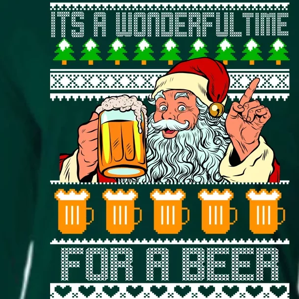 It's A Wonderful Time For A Beer Ugly Christmas Sweater Design Cooling Performance Long Sleeve Crew