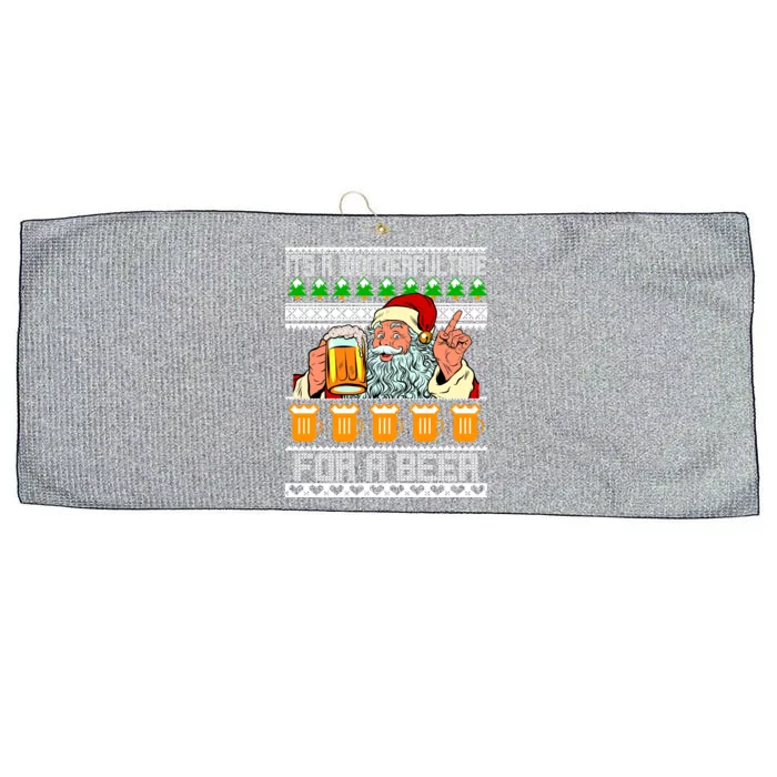 It's A Wonderful Time For A Beer Ugly Christmas Sweater Design Large Microfiber Waffle Golf Towel