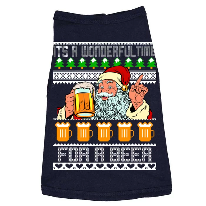 It's A Wonderful Time For A Beer Ugly Christmas Sweater Design Doggie Tank