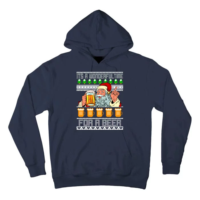 It's A Wonderful Time For A Beer Ugly Christmas Sweater Design Tall Hoodie