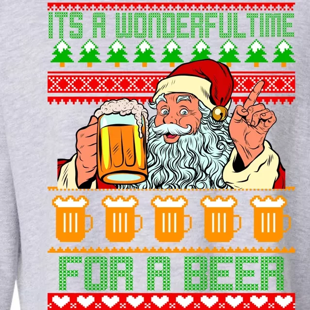 It's A Wonderful Time For A Beer Ugly Christmas Sweater Design Cropped Pullover Crew