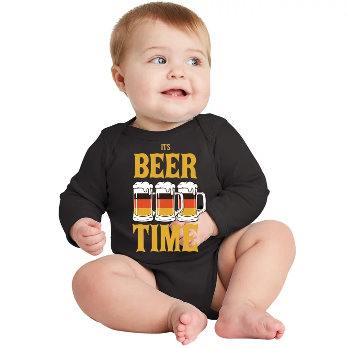 It's Beer Time German Flag Baby Long Sleeve Bodysuit