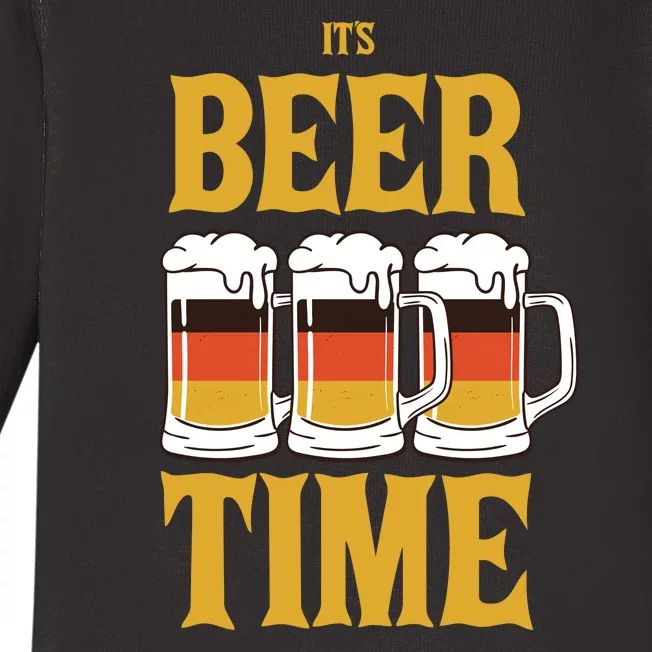 It's Beer Time German Flag Baby Long Sleeve Bodysuit