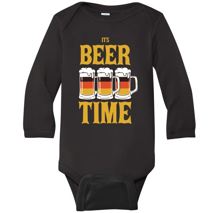 It's Beer Time German Flag Baby Long Sleeve Bodysuit