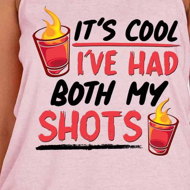 It's Cool I've Had Both My Shots Flaming Drinks Women's Knotted Racerback Tank