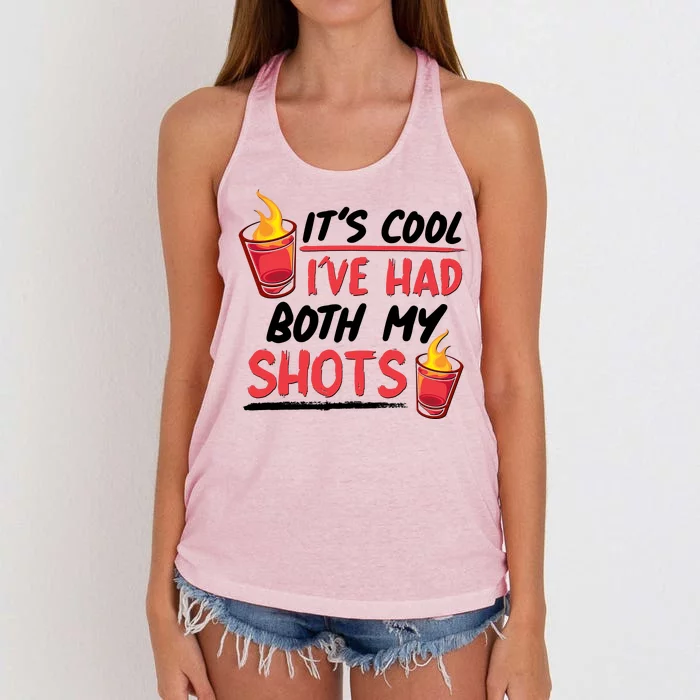 It's Cool I've Had Both My Shots Flaming Drinks Women's Knotted Racerback Tank