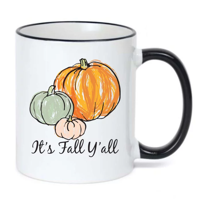 It's Fall Y'all Pumpkin Illustration Black Color Changing Mug