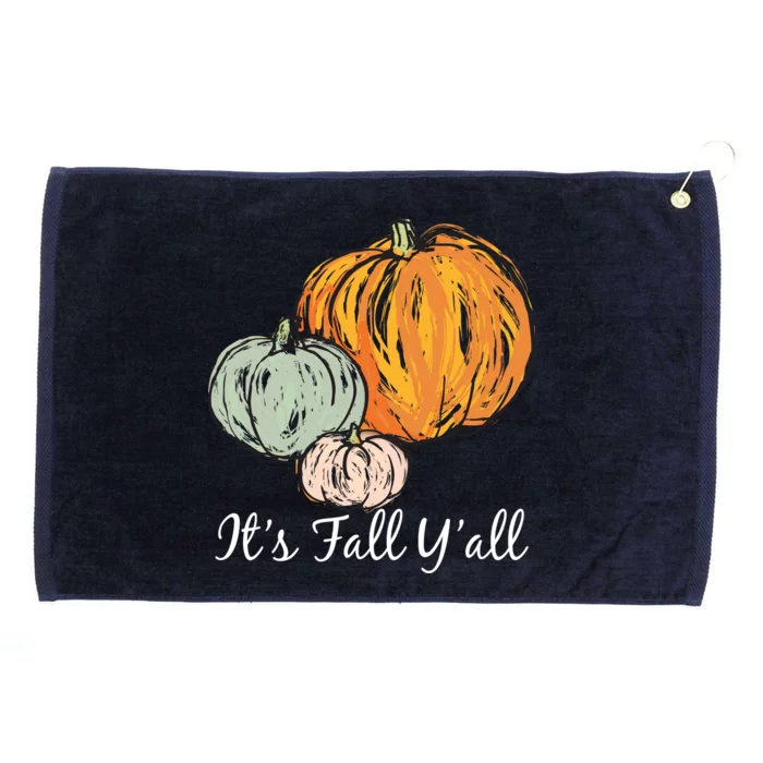 It's Fall Y'all Pumpkin Illustration Grommeted Golf Towel