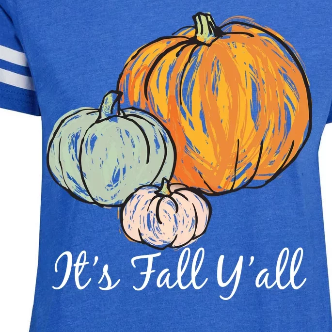 It's Fall Y'all Pumpkin Illustration Enza Ladies Jersey Football T-Shirt