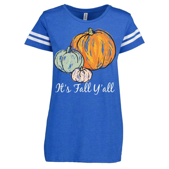 It's Fall Y'all Pumpkin Illustration Enza Ladies Jersey Football T-Shirt