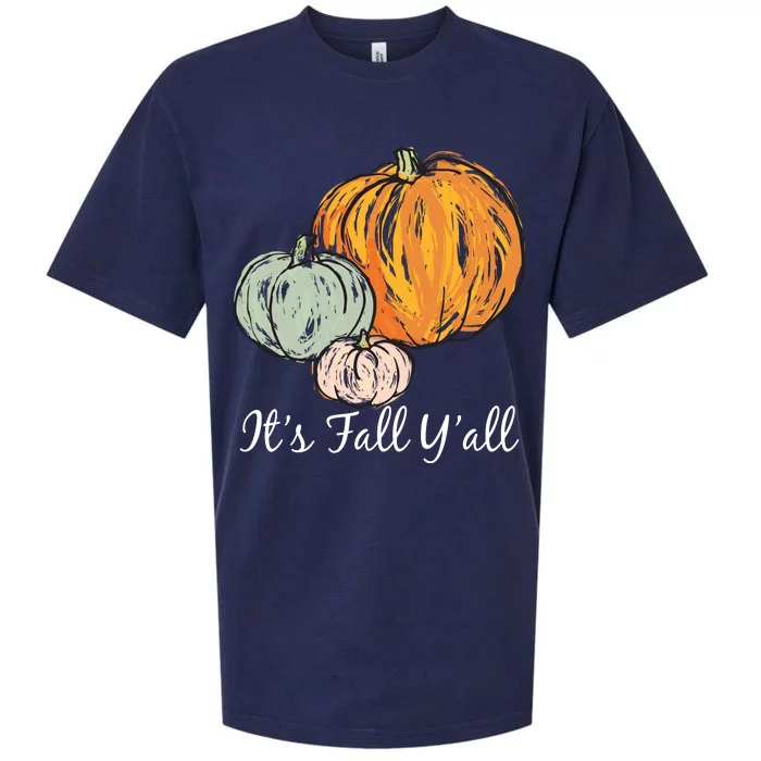 It's Fall Y'all Pumpkin Illustration Sueded Cloud Jersey T-Shirt