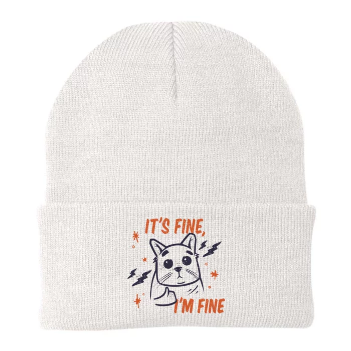 It's Fine I'm Fine Cat Knit Cap Winter Beanie