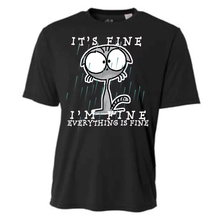 It's Fine I'm Fine Everything Is Fine Cat Cooling Performance Crew T-Shirt